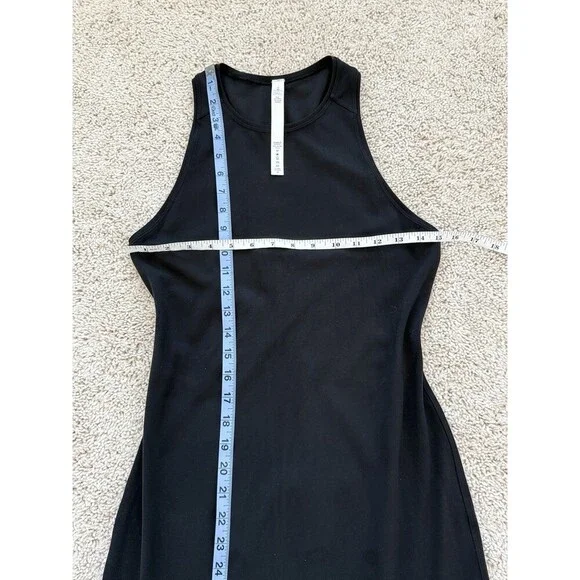 Lululemon Get Going Dress Black 6 Athletic Slim Fitting Midi Dress Casual Travel - Picture 6 of 7